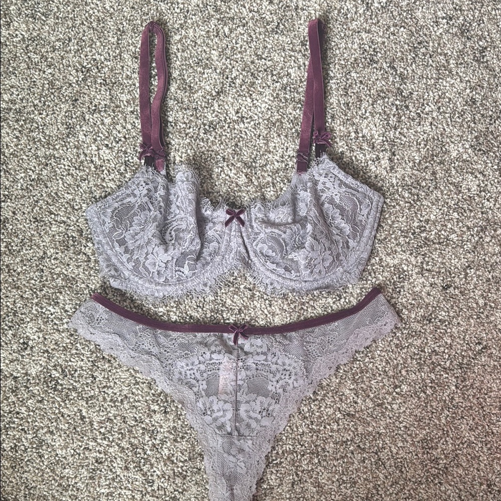 Victoria Secrete Elegant Lace Lingerie Set in Purple